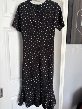 Classic Black Polka Dot Midi Dress